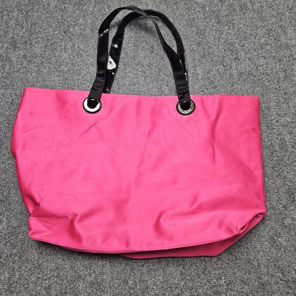 VTG Y2K Victorias Secret Tote Bag Pink Black Handles Beach Pool Carry 90s - Picture 8 of 12